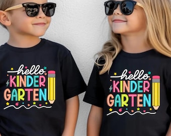 Hello Kindergarten Shirt, Kids Kindergarten Shirt, Kindergarten Pencil Tee, Back To School, First Day of School, Toddler Kindergarten Shirt