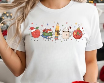 Christmas Teacher Doodle Shirt, Cute Teacher Christmas Gifts, Teacher Holiday Tshirt, School Xmas Gifts, Christmas Party, Classroom Tee