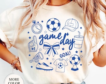 Comfort Colors® Soccer Doodles Shirt, Game Day Soccer Shirt, Soccer Mom Shirt, Coquette Soccer Shirt, Soccer Lover Gift, Soccer Season Tee