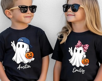 Custom Kids Ghost Shirt, Halloween Kids Tshirt, Toddler Halloween Tee, Spooky Kids Shirt, Toddler Boo Shirt, Baby Halloween Gift, Fall Tee