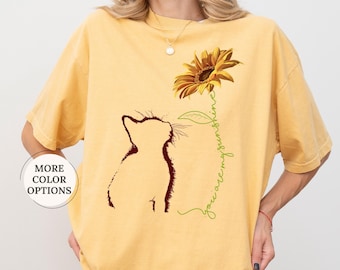 Comfort Colors® Cat You Are My Sunshine Shirt, Cat and Sunflower Shirt, Cat Mom Shirt, Cat Lover Gift, Kitten Shirt, Cat Owner Gift, Cat Tee
