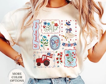 Comfort Colors® Cottagecore Floral USA Goose Shirt, Country 4th of July Tee, Patriotic Goose Tshirt, Farmhouse Shirt, America 250th Gift