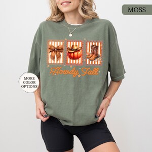 Comfort Colors® Retro Western Fall Shirt, Howdy Fall Shirt, Howdy Pumpkin Shirt, Fall Cowboy Boots Shirt, Coquette Fall Shirt, Autumn Tee bild 2