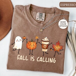 Comfort Colors Fall Is Calling Doodle Shirt, Fall Friends Tshirt, Autumn Season Tee, Pumpkin Lover Shirt, Fall Leaves Tee, Thanksgiving Gift