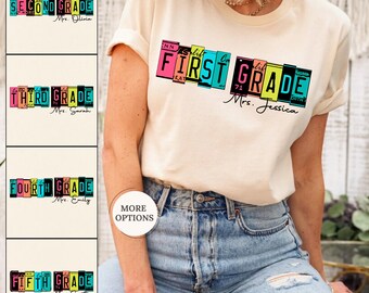 Comfort Colors Custom Teacher Grade Shirt, Personalized Name Teacher Shirt, Teacher Team Shirt, 1st Day of School Shirt, Back to School Tee