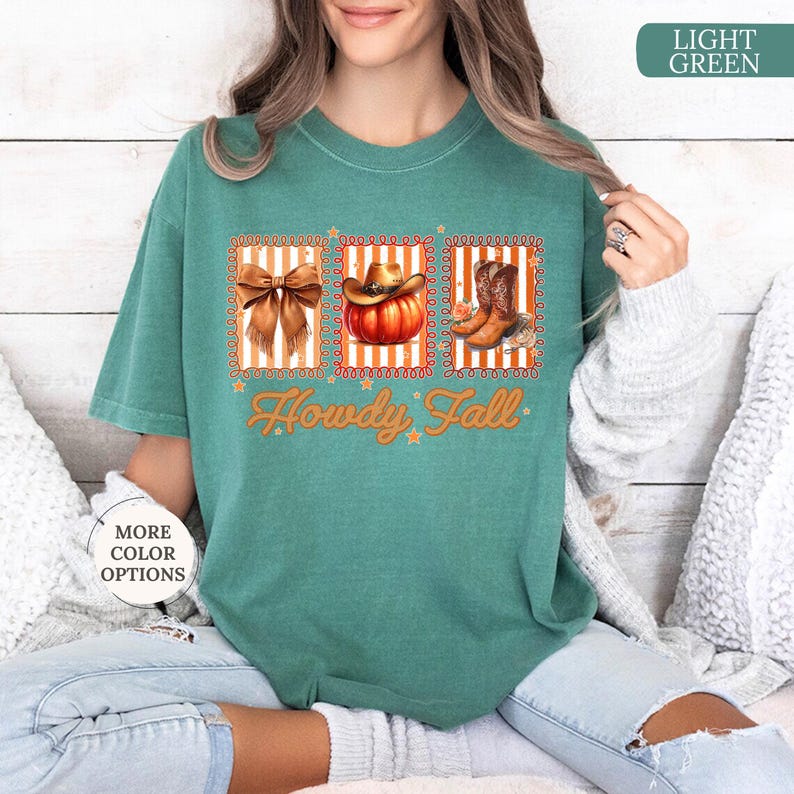 Comfort Colors® Retro Western Fall Shirt, Howdy Fall Shirt, Howdy Pumpkin Shirt, Fall Cowboy Boots Shirt, Coquette Fall Shirt, Autumn Tee bild 7