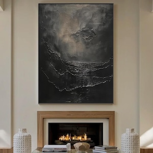 Black And Brown Abstract Painting Medieval Wall Decor Wabi-Sabi Black Brown Wall Art Black Neoclassicism Wall Decor Super Large Abstract Art