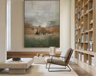 Wabi Sabi Abstract Textured Painting, Neutral Earth Tone Wall Art, Large Minimalist Canvas for Modern Living Room or Reading Nook Decor