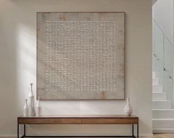 Beiges strukturiertes abstraktes Öl, beige 3D-Gipsgemälde, strukturierte 3D-Wandkunst, minimalistische Wabi Sabi-Stil-Leinwand, modernes Wohndekor