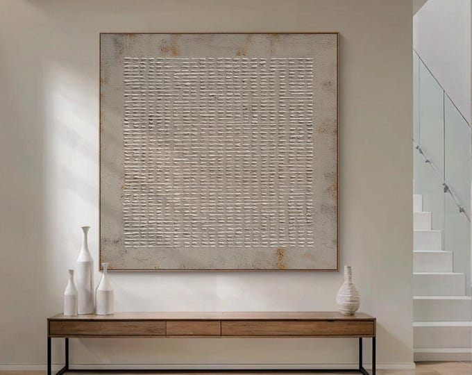 Photo inspiration: Picture Idea: 3D Textured Wall Art Abstract Large Beige Canvas Oil Painting