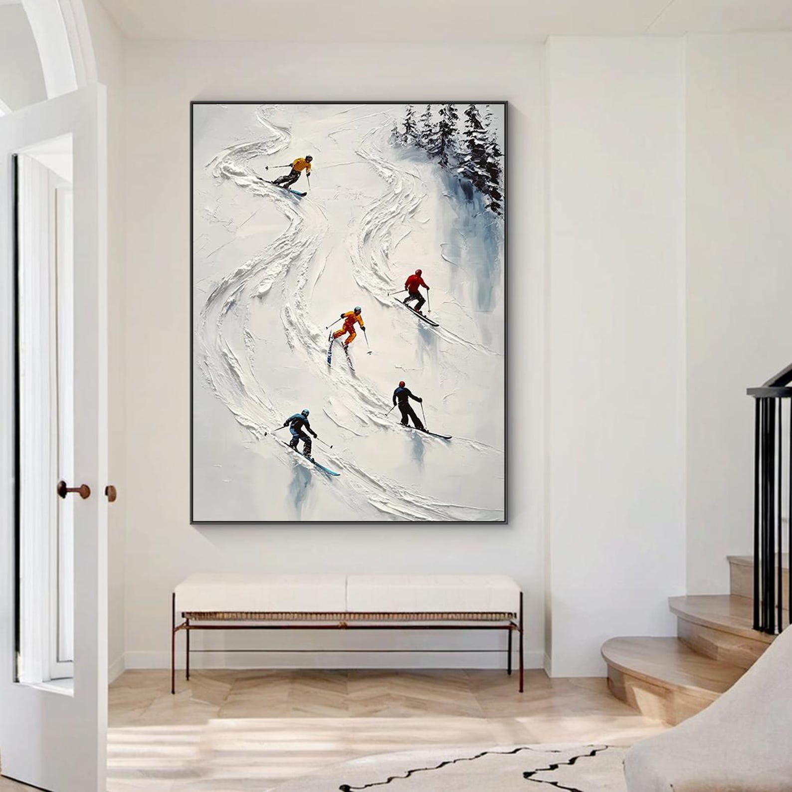 Snow Rhythm - Alpine Ski Abstract Wall Art Painting