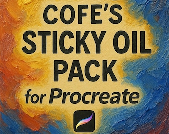 Sticky Oil Pack for Procreate – 60 Realistic Oil Brushes + Paper Textures & Color Set – SMBDigitalsBundle