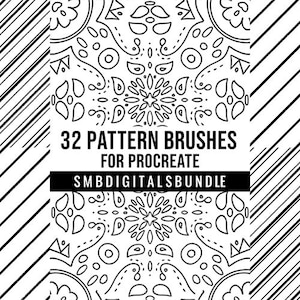 32 Pattern Brushes for Procreate | Seamless Texture Brush Set | Digital Art Tools for Procreate