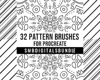 Procreate Pattern Brush Set: 32 Seamless Texture Brushes (Digital Download)