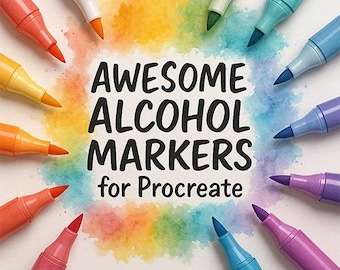 Procreate Alcohol Marker Brush Set – Realistische textuur, levendige kleuren (digitale download)