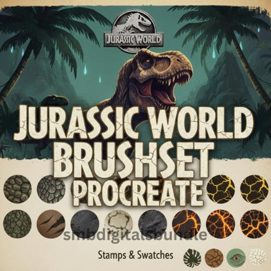Jurassic World Dinosaur Procreate Stamps & Swatches | Brush Set ...