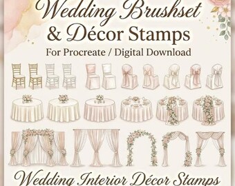 Wedding Brushset & Decor Stamps, Floral Invitation Elements (Digital Download)