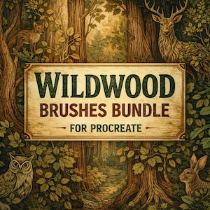 Paquete de pinceles Wildwood para Procreate / Pinceles y sellos de fantasía forestal / Ilustraciones de naturaleza boscosa