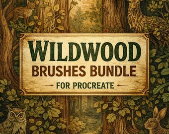 Wildwood Brushes Bundle for Procreate | Fantasy Forest Brushes & Stamps | Woodland Nature Illustrations