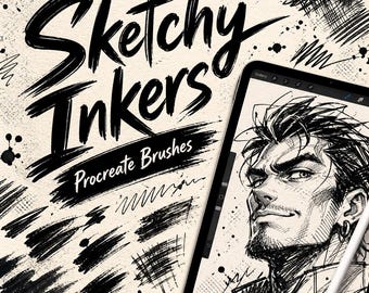 Sketchy Inkers Procreate Brushes | Rough Ink, Hatching, Scribble Drawing Tools (Digital Download)