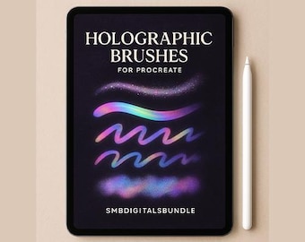 Holographic Procreate Brushes | Iridescent Glitter Texture Brush Pack for iPad Art