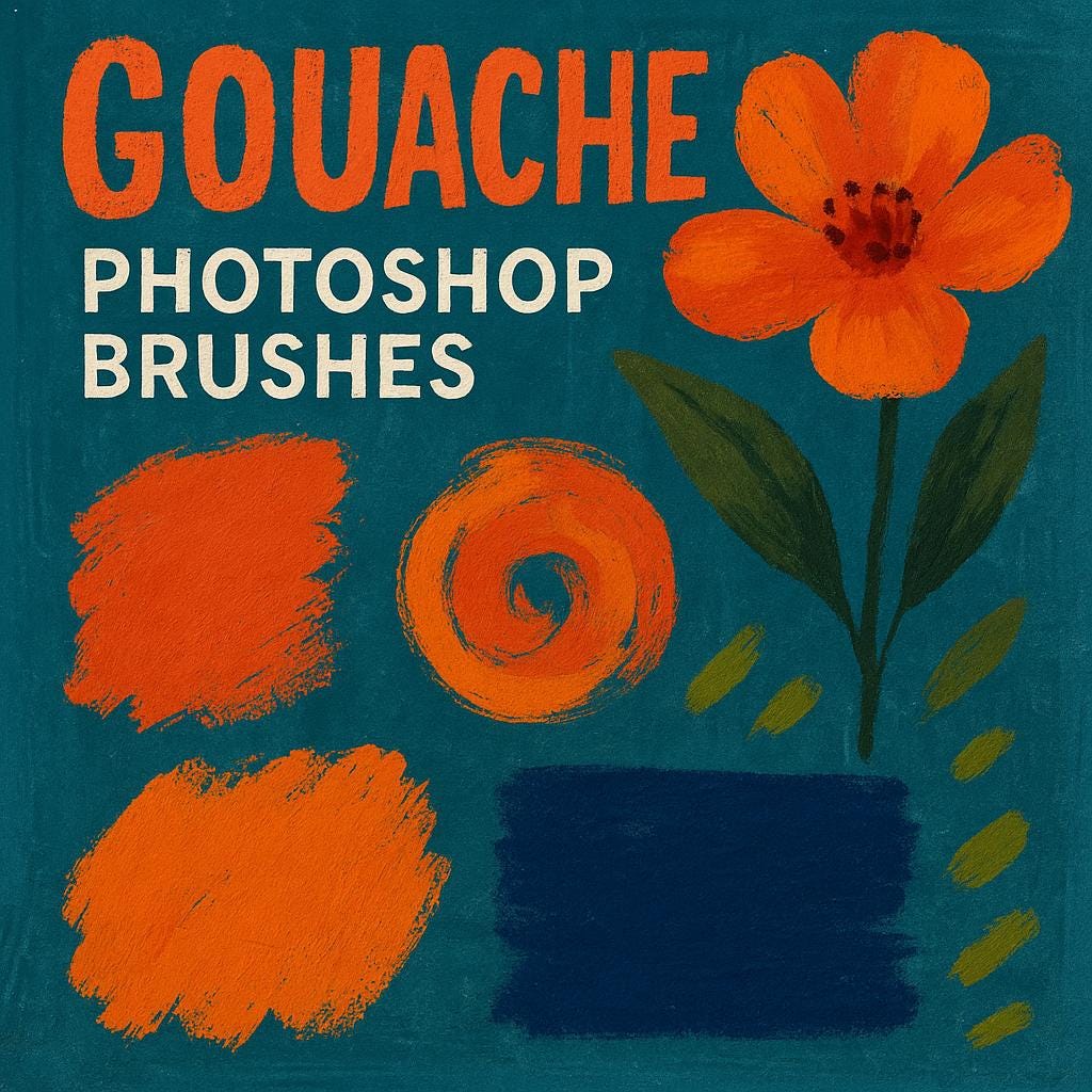 Pinceles de Gouache Realista para Photoshop (ABR + PSD) — Arte Digital e Ilustración