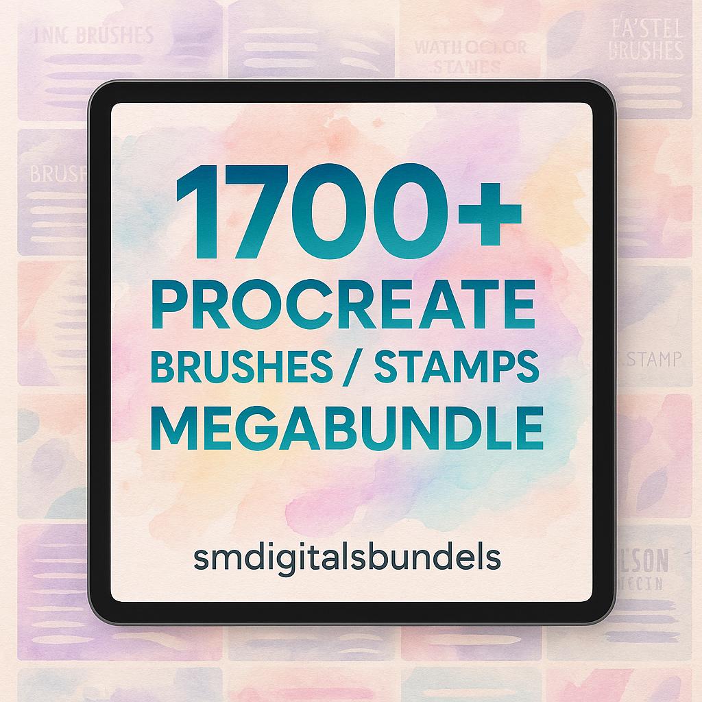 Mega paquete de más de 1700 pinceles para Procreate – Sellos, texturas, poses y elementos de diseño