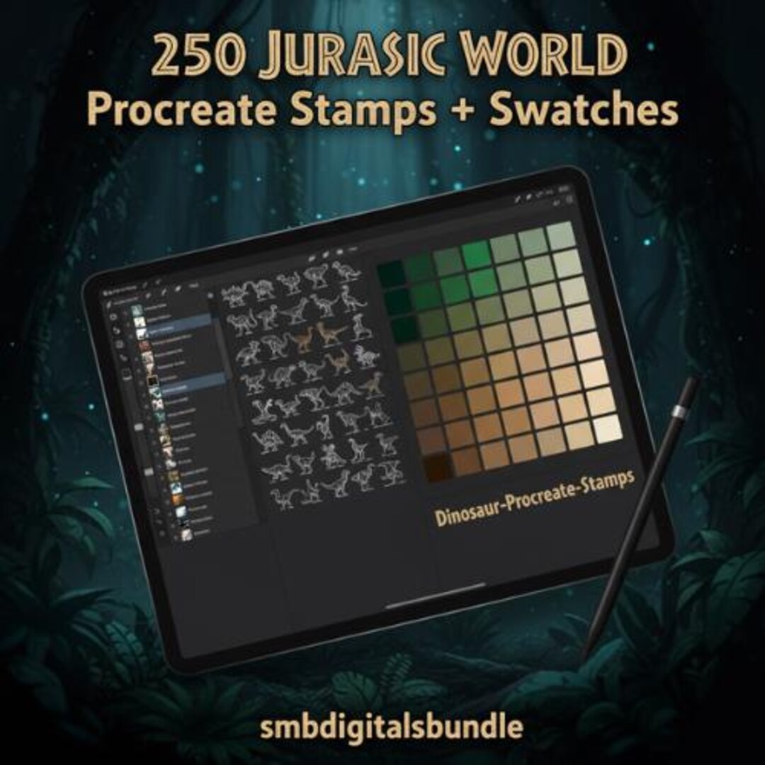 Jurassic World Dinosaur Procreate Stamps & Swatches | Brush Set ...