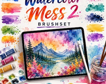 Watercolor Brushes for Procreate, Messy Paint Brush Set, Texture Brushset, Procreate Watercolor Art Brushes, Digital Painting