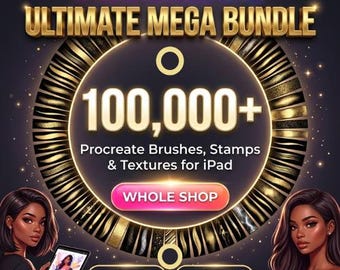 100,000+ Procreate Portrait Mega Bundle | Ultimate Whole Shop Bundle | Brushes, Stamps, Textures for iPad