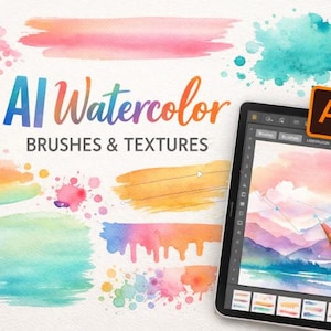 Paquete de pinceles y texturas de acuarela con IA, efectos vectoriales realistas (descarga digital)