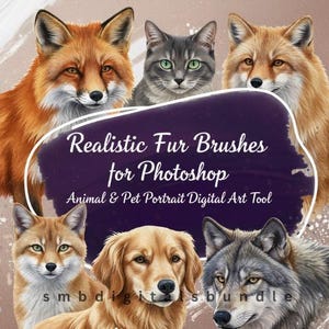 Realistic Fur Brushes for Photoshop: Animal & Pet Portrait Digital Art Tool
