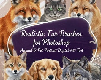 Realistic Fur Brushes for Photoshop: Animal & Pet Portrait Digital Art Tool