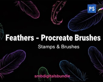 Feathers Procreate Brush | 150+ Feather Stamp Brushes for Procreate | Bird, Angel Wings & Boho Set