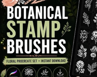 Floral Botanical Stamp Brushes for Procreate | Flowers, Leaves (Digital Download)