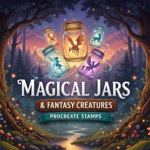 Pinceaux Procreate, pots magiques, estampes Créatures fantastiques (ensemble de 110+) (outils d'art numérique)