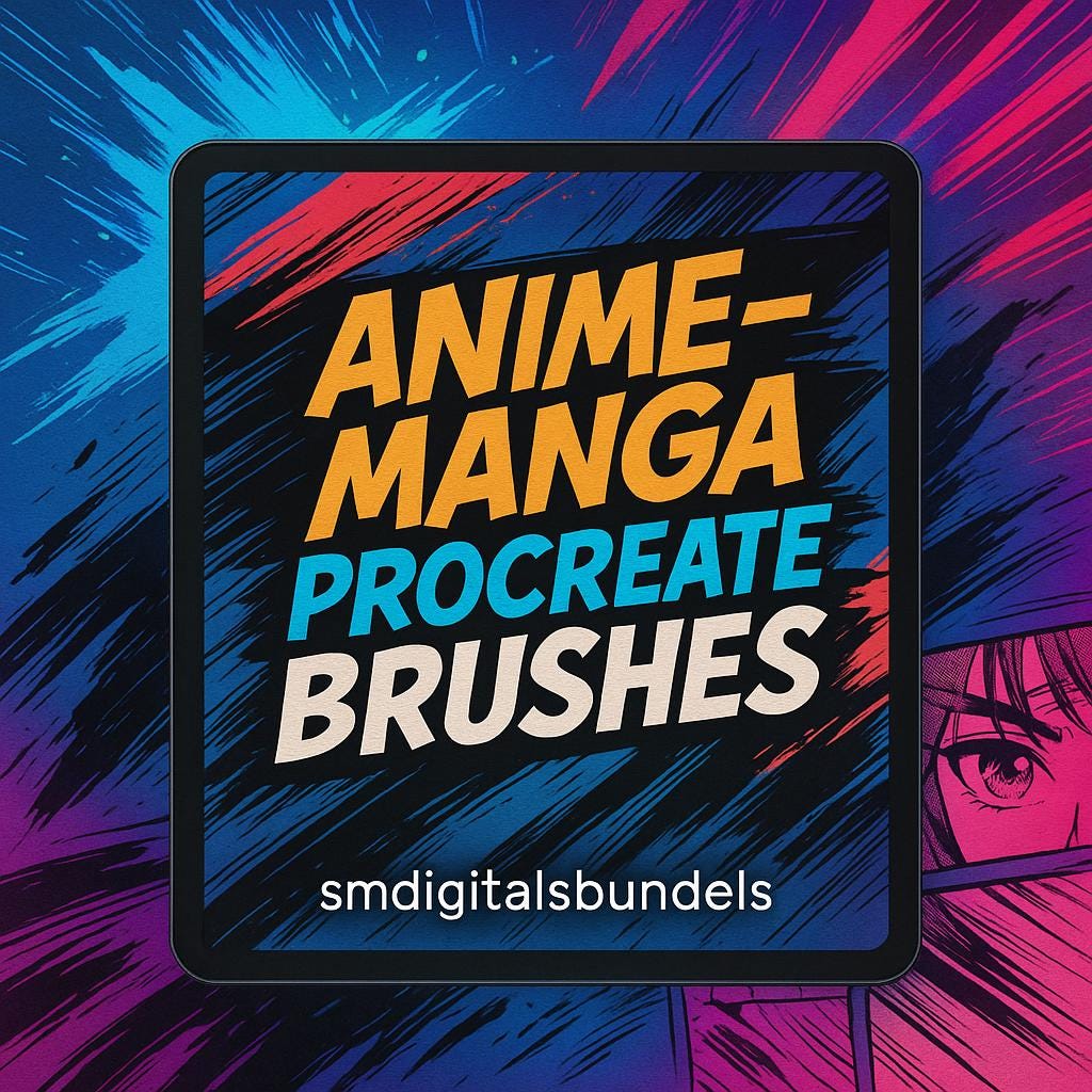 Pack de 100 pinceles y sellos de Procreate para anime y manga en iPad