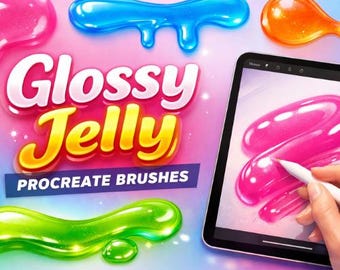 Glossy Jelly Procreate Brushes, Water Glaze Liquid Texture (Digital Download)