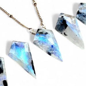 Raw moonstone necklace Gemini necklace Black tourmaline necklace Gemini gifts June birthday gifts Rainbow moonstone pendant Star sign gift