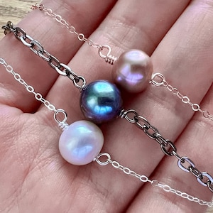 Freshwater pearl necklace Pink pearl necklace Black pearl necklace for men women Pearl choker necklace Single pearl necklace on a chain