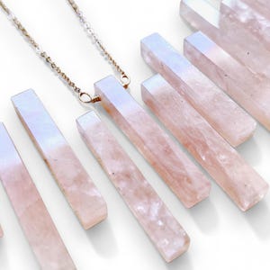Raw rose quartz necklace Real rose quartz bar necklace Womens mens rose quartz necklace Pink stone pendant Rose stone necklace Pink quartz