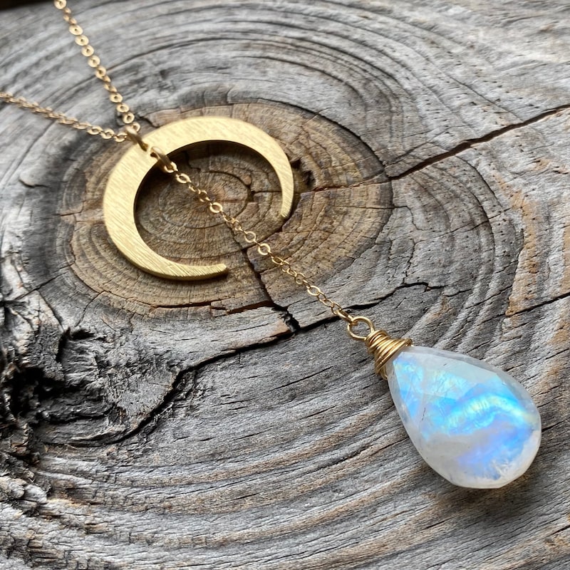 Half Moon With Stone Drop Necklace main image 0