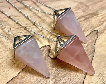 Rosenquarz Halskette für Frauen Rosenquarz Pendel Halskette Healing Kristall Pendel Rosenquarz Halskette Echter Rosenquarz Schmuck