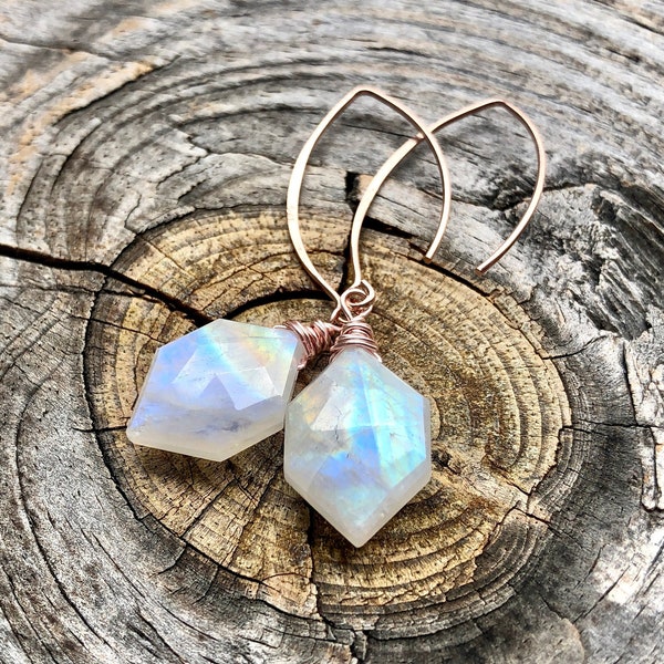 Raw moonstone earrings gold Moonstone jewelry Rainbow moonstone drop earrings Moonstone dangle earrings Silver Moonstone threader earrings