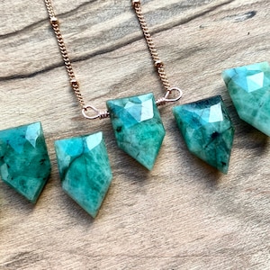 Raw emerald necklace for women Taurus necklace May birthstone necklace Genuine emerald jewelry Raw emerald pendant necklace Natural emerald