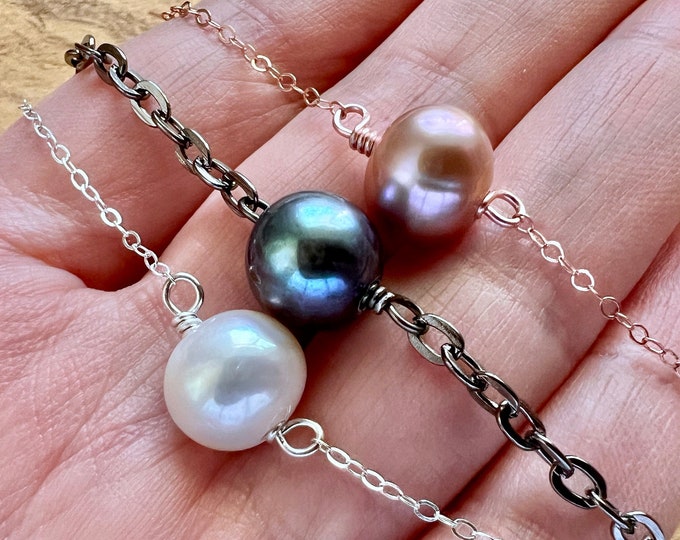 Modern pearl necklace for women men Summer jewelry Freshwater pearl jewelry Black pearl necklace Real pearl choker necklace Beach jewelry