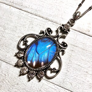 Echte Schmetterlingsflügel Halskette Blaue Morpho Schmetterling Halskette Echtsilber Schmetterling Halskette für Frauen Geburtstag Geschenke Bild 4