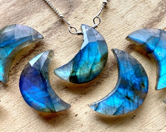 gift idea for women labradorite pendant Crescent moon pendant agate pendant natural stone pendant