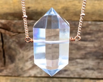 Large crystal necklace Large quartz necklace Big crystal necklace Chunky crystal necklace Large quartz Double terminated quartz point wand