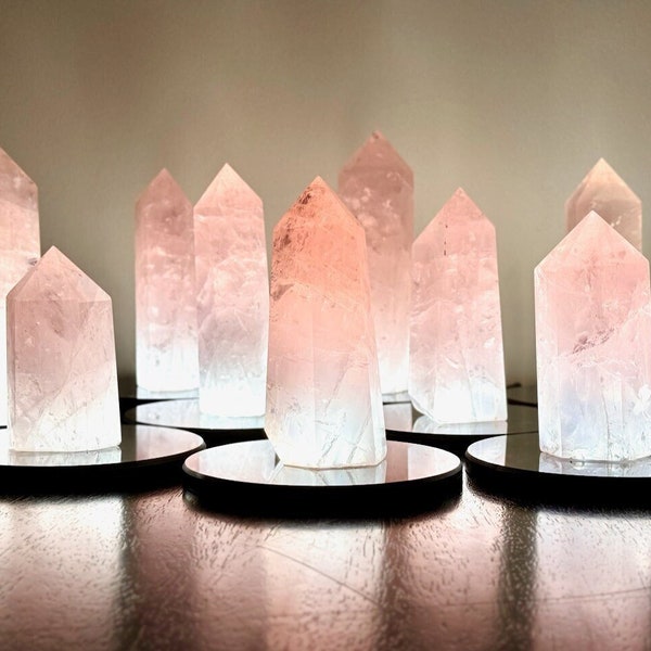 Large Rose Quartz tower Healing crystal lamp Pink rose quartz light Large crystal towers Raw rose quartz obelisk Healing crystal generator